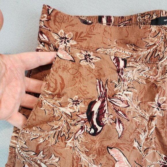 Tahari NEW 100% Linen Wide Leg Crop Pants Breezy Boat Pant Paisley Print sz Lg - Picture 3 of 12